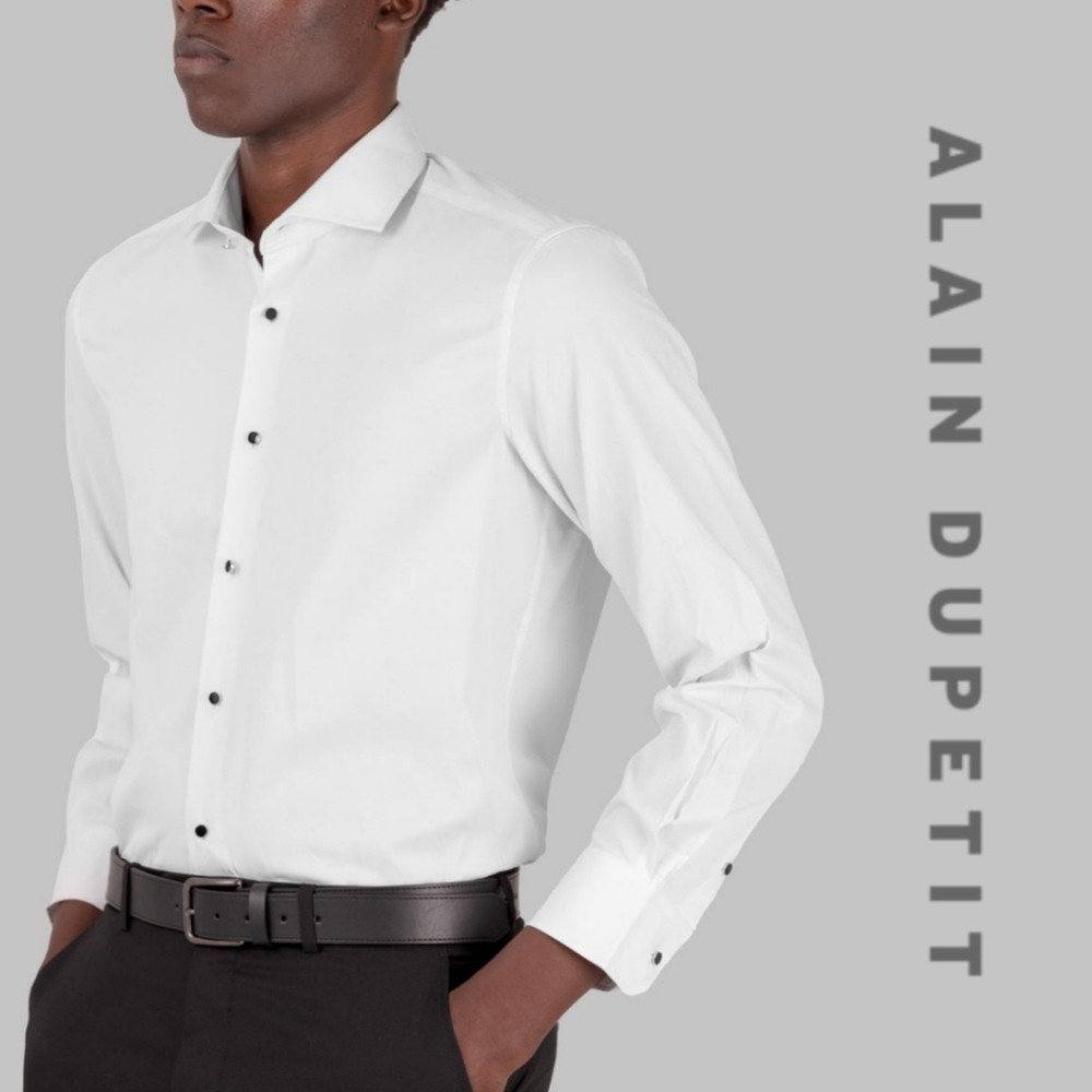 NEW Alain Dupetit Formal White Tuxedo Shirt Button Down Modern Fit Size 4XL